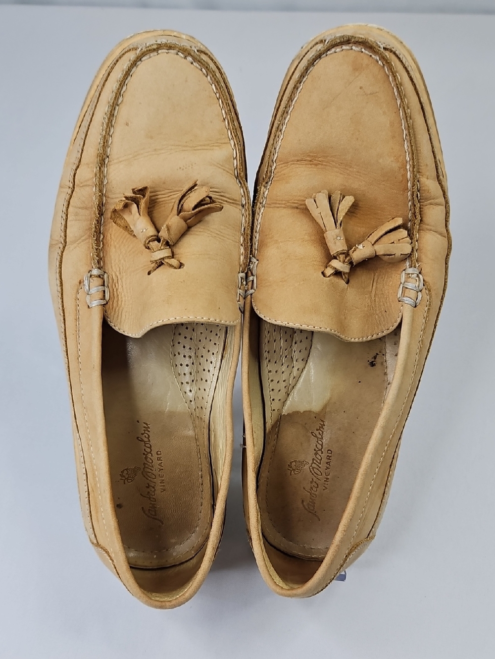 Sandro Moscoloni Beige Leather Tassel Loafers Size 10D